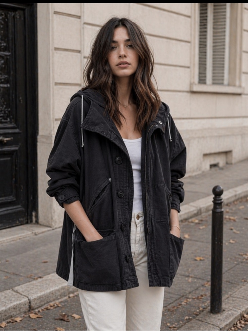 Free People Joshua Tree Utility Jacket Black Oversized Anorak